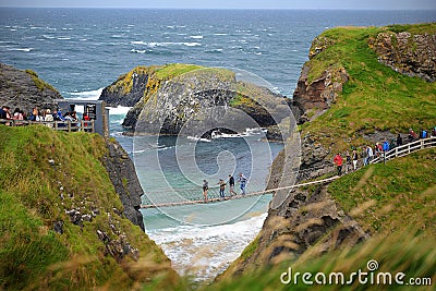 Carrick-a-Rede Rope Bridge, Northern Ireland. Editorial Stock Photo