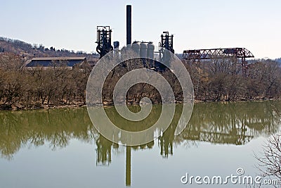 Carrie Blast Furnace & Gantry Crane Reflections Stock Photo