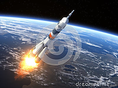 Carrier Rocket Soyuz-FG Launching Stock Photo