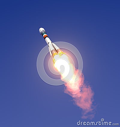 Carrier rocket Soyuz-Fregat Take Off Stock Photo