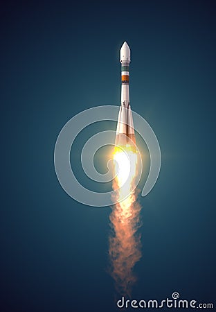 Carrier Rocket Soyuz-Fregat Takes Off Stock Photo