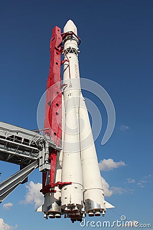 Carrier rocket Vostok-1 at VDNKh Russian Exhibition Center Editorial Stock Photo