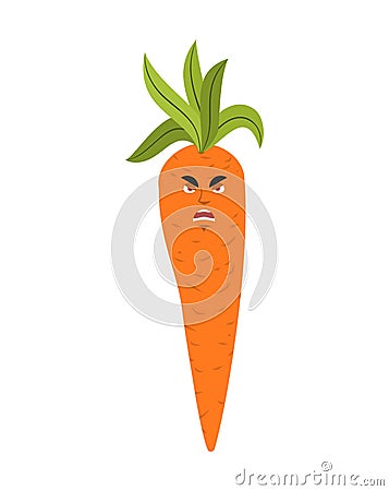 Carrot angry emoji. Vegetable evil isolated. aggressive emotion Vector Illustration