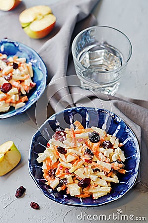 Carrot apple dried cranberries slaw Stock Photo