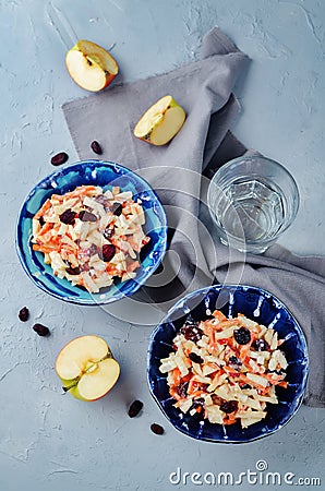 Carrot apple dried cranberries slaw Stock Photo