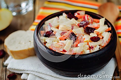 Carrot apple dried cranberries slaw Stock Photo