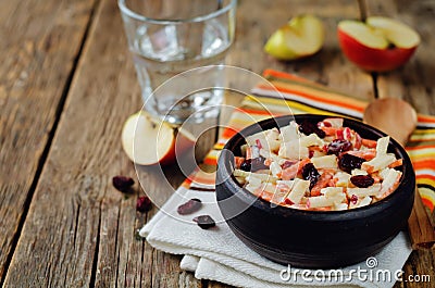 Carrot apple dried cranberries slaw Stock Photo