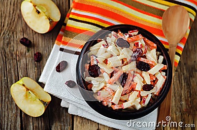 Carrot apple dried cranberries slaw Stock Photo