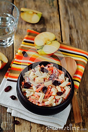 Carrot apple dried cranberries slaw Stock Photo