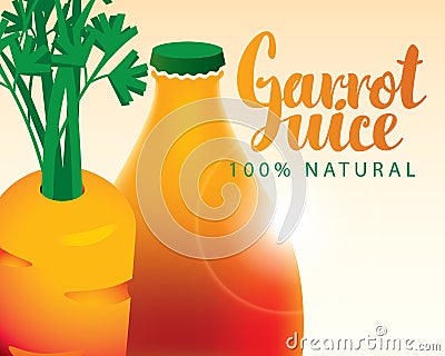 Carrot bottle juice Vector Illustration