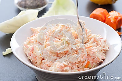 Carrot And Cabbage Coleslaw Stock Photo