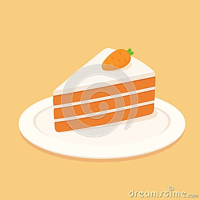 Carrot cake slice Vector Illustration