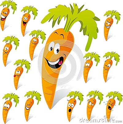 Carrot cartoon with many expressions Vector Illustration