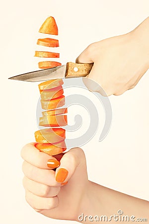 Carrot cutting Stock Photo