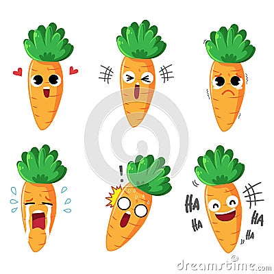 Character carrot emotion and actions Vector Illustration