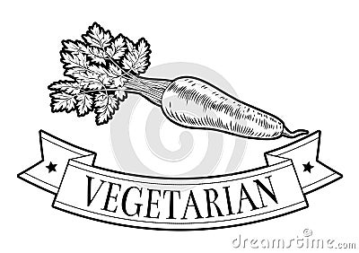 Carrot Food Vegetarian Sign Vector Illustration