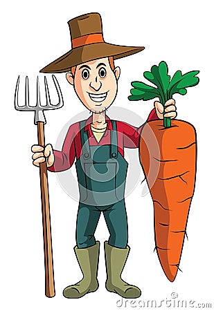 Carrot Gardener Vector Illustration