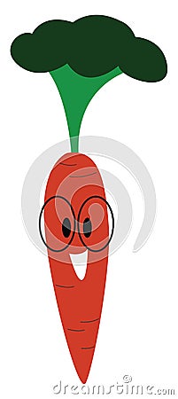 Carrot with glasses, illustration, vector Vector Illustration