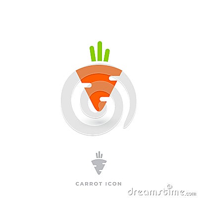 Carrot icon. Healthy beverages logo. Carrot with shadow emblem. Vector Illustration