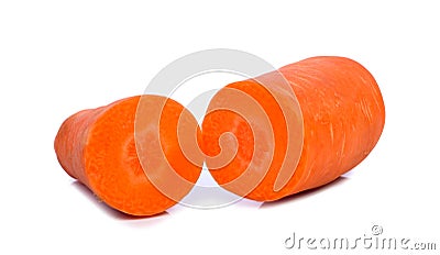 Carrot isolated on white background, sliced in half Stock Photo