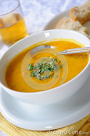 Carrot & Lentil Soup Stock Photo