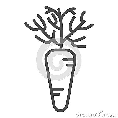 Carrot linear icon. Agriculture plant. Salad ingredient. Vegetable farm. Vegan food. Organic food. Greenery. Thin line Vector Illustration