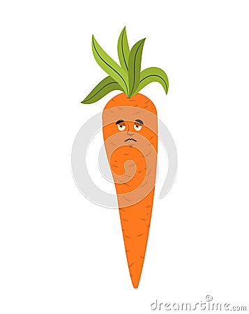 Carrot sad emoji. Vegetable sorrowful isolated. Sadness emotion Vector Illustration