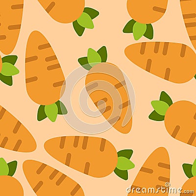 Carrot seamless pattern cute background. Vector cute carrots seamless pattern isolated. Carrot seamless background. Vector Vector Illustration