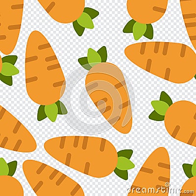 Carrot seamless pattern cute background. Vector cute carrots seamless pattern isolated. Carrot seamless background. Vector Vector Illustration