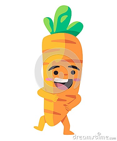Carrot smile illustration of dancing vegetable cheerfull caricature healthy joy fun character Cartoon Illustration