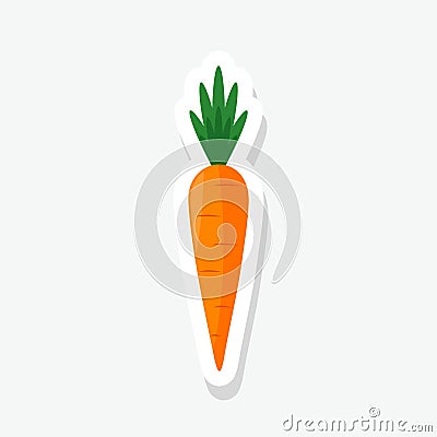 Carrot sticker icon isolated on white background Vector Illustration