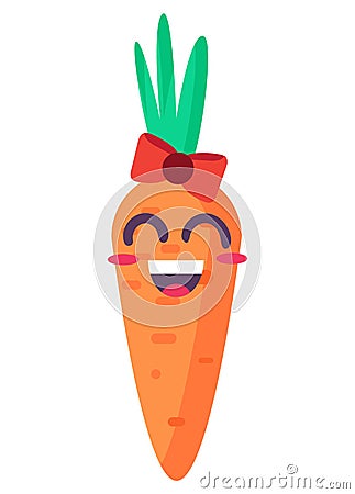 Carrot vegan plant emoji happy emotion vector Vector Illustration