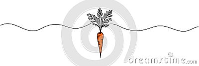 Carrot vegetable in continuous line drawing style isolated on white background. Vector illustration Vector Illustration