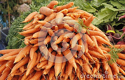 Carrots at Farmers market Stock Photo