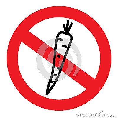 Carrots forbidden sign Vector Illustration