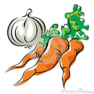 Carrots and garlic Vector Illustration