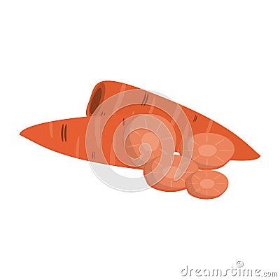 Carrots slices vegetable cartoon Vector Illustration