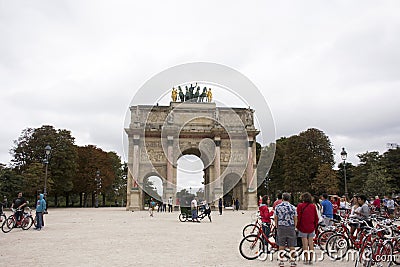 Carrousel Arc de Triomphe or Arc de Triomphe du Carrousel near Musee du Louvre in Paris, France Editorial Stock Photo