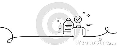 Carry-on baggage line icon. Travel handbag sign. Continuous line with curl. Vector Vector Illustration