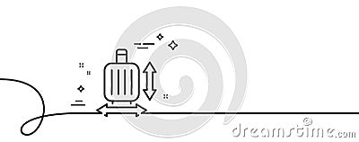 Carry-on baggage size line icon. Hand luggage dimensions sign. Continuous line with curl. Vector Vector Illustration