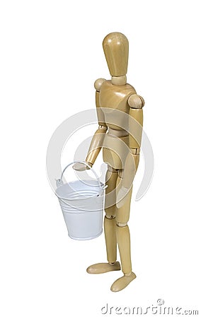 Carry a white metal pail Stock Photo