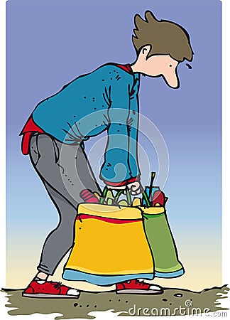 Carrying bags Vector Illustration