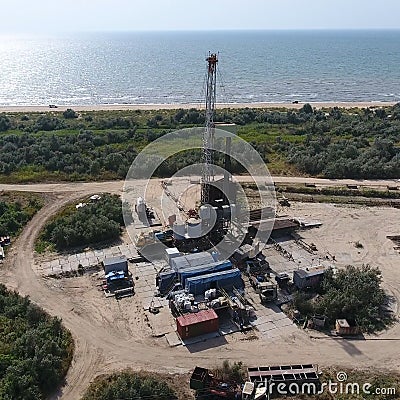 Carrying out repair of an oil well Stock Photo