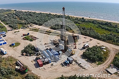 Carrying out repair of an oil well Stock Photo