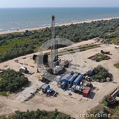 Carrying out repair of an oil well Stock Photo