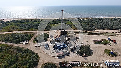 Carrying out repair of an oil well Stock Photo