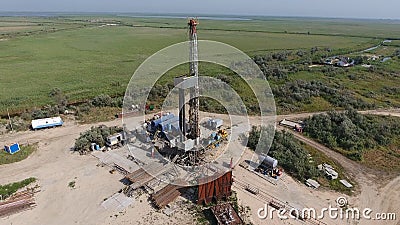 Carrying out repair of an oil well Stock Photo