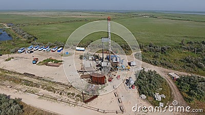 Carrying out repair of an oil well Stock Photo