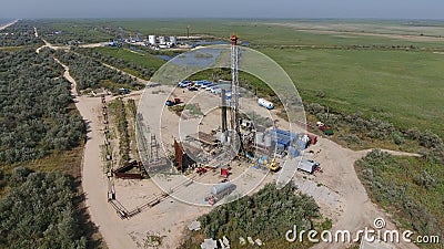 Carrying out repair of an oil well Stock Photo