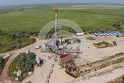 Carrying out repair of an oil well Stock Photo